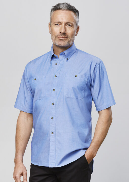 Mens Chambray Short Sleeve Shirt